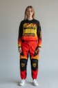 Conjunto de motocrós infantil com camisola e calças Unisex de manga longa em poliéster e nylon Preto-vermelho-amarelo para motocrós e enduro 2