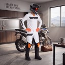 Conjunto de motocross camiseta y pantalones Camiseta perforada de manga larga y pantalones con hebilla Poliéster y nylon Blanco con partes negras 6