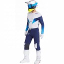 Conjunto de Motocross Camisola e Calças Camisola Perfurada de Manga Longa e Calças com Fivela Poliéster e Nylon Camisola Branco e Azul e Calças 2