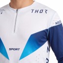 Conjunto de Motocross Camisola e Calças Camisola Perfurada de Manga Longa e Calças com Fivela Poliéster e Nylon Camisola Branco e Azul e Calças 5