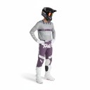 Conjunto de Motocross Camisola e Calças Camisola Perfurada de Manga Longa e Calças com Fivela Poliéster e Nylon Camisola Cinza e Calças Roxas 1