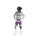 Conjunto de Motocross Camisola e Calças Camisola Perfurada de Manga Longa e Calças com Fivela Poliéster e Nylon Camisola Cinza e Calças Roxas 2