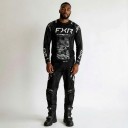Conjunto de motocross con camiseta de manga larga y pantalones con patrón de camuflaje gris y letras blancas para enduro y conducción de quad negro 3