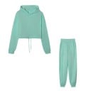 Conjunto de Mujer Sudadera con Capucha Corte Crop y Pantalones con Ajuste en la Cintura y Puños de Poliéster Conjunto Deportivo 2