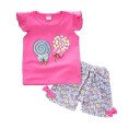Conjunto de niña - Camiseta con piruletas y pantalones cortos con flores J2493 1