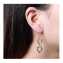 Conjunto de pendientes y collar en cascada de plata esterlina 925 Diseño geométrico cuadrado redondo Joyería de boda para mujeres 2