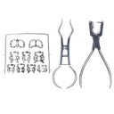 Conjunto de perfuradores para dentistas com bolsa de couro e pinças de ferramentas ortodonticas em aço inoxidável com clip para dique e perfurador 4