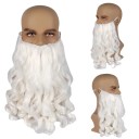 Conjunto de peruca e barbas falsas Peruca sintética longa branca com barba completa Acessório de fantasia São Nicolau Anjo Acessório de teatro 3
