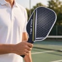 Conjunto de pickleball com raquetes e bolas numa bolsa 40 x 20 x 1,4 cm Fibra de carbono grafite Escura com risca amarela Para crianças e adultos 5