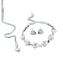 Conjunto de presente feminino 4 pcs colar, brincos, pulseira e anel em forma de coração 2