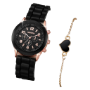 Conjunto de presente feminino com relógio e pulseira com coração 1