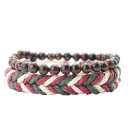 Conjunto de pulseiras de madeira para homem design em contas e trançado tamanho ajustável 19,5 cm material natural para uso diário 3