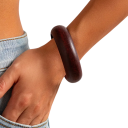 Conjunto de pulseiras de madeira para senhora com 2,5 cm de largura em madeira natural liso pulseiras rígidas para uso diário e combinação 3