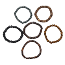 Conjunto de pulseiras masculinas de contas 6 pcs Contas de madeira Pulseiras elegantes para homens Design simples Feito à mão Presente para homens 2