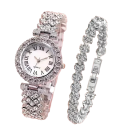 Conjunto de regalo para mujer, reloj y pulsera con diamantes artificiales 2