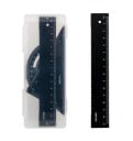 Conjunto de régua de 15 cm, transferidor de 180°, régua triangular de 30° e 60° Conjunto de réguas metálicas para desenhos Conjunto 5