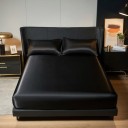 Conjunto de roupa de cama com superfície de cetim Lençol com elástico 120 x 200 cm + 2x capa de almofada 50 x 75 cm Lisa e brilhante 3