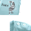 Conjunto de verano para niño Camiseta de algodón de manga corta con botones Estampado de cebra Camiseta azul Pantalones cortos a rayas 3