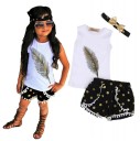 Conjunto de Verão para Meninas com Penas 1
