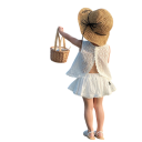 Conjunto de Verão para Meninas com Saia Branca e Top com Alças Largas 5