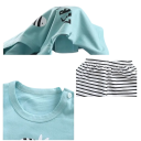 Conjunto de Verão para Rapaz Camiseta de Algodão de Manga Curta com Botões Estampa de Zebra Camiseta Azul Calções Listrados 5