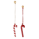 Conjunto decorativo 2 pcs de enfeites de Natal em metal em forma de bengala de açúcar Pintados à mão enfeites suspensos para árvore de Natal e presentes 1