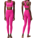 Conjunto deportivo femenino con leggings y sujetador deportivo, de un solo color, nylon, spandex, cómodo y estiloso para fitness 10