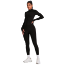 Conjunto deportivo para mujer Camiseta de manga larga y leggings Con cremallera Conjunto de fitness de color sólido de poliéster 5