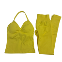 Conjunto deportivo para mujer con leggings y top, de un solo color, nylon, poliéster, cómodo y estiloso para fitness y ejercicio 14