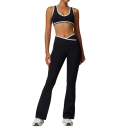 Conjunto deportivo para mujer con pantalones y sujetador deportivo, de un solo color, nylon, spandex, cómodo y estiloso para fitness y ejercicio 1