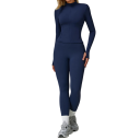 Conjunto deportivo para mujer con sudadera con cremallera y leggings, de un solo color, nylon, spandex, cómodo y estiloso, ideal para fitness y tiempo libre 4