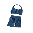 Conjunto desportivo feminino com calções e sutiã desportivo, de uma só cor, nylon, spandex, confortável e estiloso para fitness e exercício 23