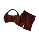 Conjunto desportivo feminino com calções e sutiã desportivo, de uma só cor, nylon, spandex, confortável e estiloso para fitness e exercício 14