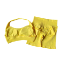 Conjunto desportivo feminino com calções e sutiã desportivo, em uma só cor, nylon, spandex, confortável e estiloso para fitness e exercício 2