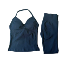 Conjunto desportivo feminino com leggings e top, de uma só cor, nylon, poliéster, confortável e estiloso para fitness e exercício 27