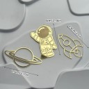 Conjunto dourado de 3 decorações para bolo Astronauta Planeta Foguete Decoração de bolo para crianças Festa espacial Celebração de aniversário 2