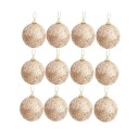 Conjunto elegante de 12 bolas navideñas brillantes de 6 cm en color champán dorado, adornos colgantes para el árbol de Navidad y fiestas de Año Nuevo 1