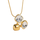 Conjunto em cascata colar e brincos Aço inoxidável Joias de moda modernas para mulheres Dia dos Namorados aniversário casamento 2