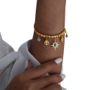 Conjunto Etno Boho Colar 40+5 cm e pulseira 17+5 cm Aço inoxidável Joias de luxo para mulheres Acessórios de moda para casamentos 4