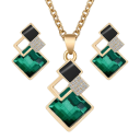 Conjunto feminino de colar e brincos com pedras decorativas 7