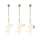 Conjunto festivo de 3 piezas de adornos navideños metálicos de angelitos con instrumentos musicales Decoraciones colgantes pintadas a mano para el árbol 1