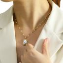 Conjunto llamativo de collar y pendientes de acero inoxidable Joyería moderna para mujeres con brillo Accesorios elegantes y duraderos para mujeres y chicas 2