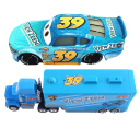 Conjunto Mack Hauler e Buck Bearingly Disney Pixar Carros 2 3 Camião e carro de corrida Modelos metálicos Brinquedos para crianças Coleção de colecionador 2