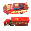 Conjunto Mack Hauler e carro de corrida Relâmpago McQueen 3.0 Disney Pixar Carros 2 3 Camião Modelo em metal Brinquedo para crianças Conjunto 2