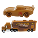 Conjunto Mack Hauler e Relâmpago McQueen Castanho Disney Pixar Carros 2 3 Modelo de Corrida Metálico e Camião Brinquedo para Crianças Edição de Colecionador 2