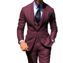 Conjunto masculino de algodão, poliéster e lã Conjunto elegante de blazer, colete e calças para homens Fato formal de uma só cor com bolsos e botões em várias cores 9