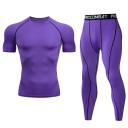 Conjunto masculino de leggings e t-shirt de manga curta, decote em O, poliéster 7