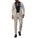 Conjunto Masculino em Poliéster Conjunto Elegante de Blazer e Calças para Homens Fato Formal Liso com Bolsos e Bolso no Peito Conjunto Estiloso com Botões 8