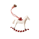 Conjunto Retro 2 pcs de enfeites de Natal metálicos em forma de cavalinhos de baloiço Decorações suspensas pintadas à mão para a árvore Motivo festivo 3