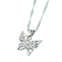 Conjunto simbólico de mariposas en plata de ley 925 con collar y pendientes con cristal brillante, colgante de boda, joyería elegante para mujeres 2